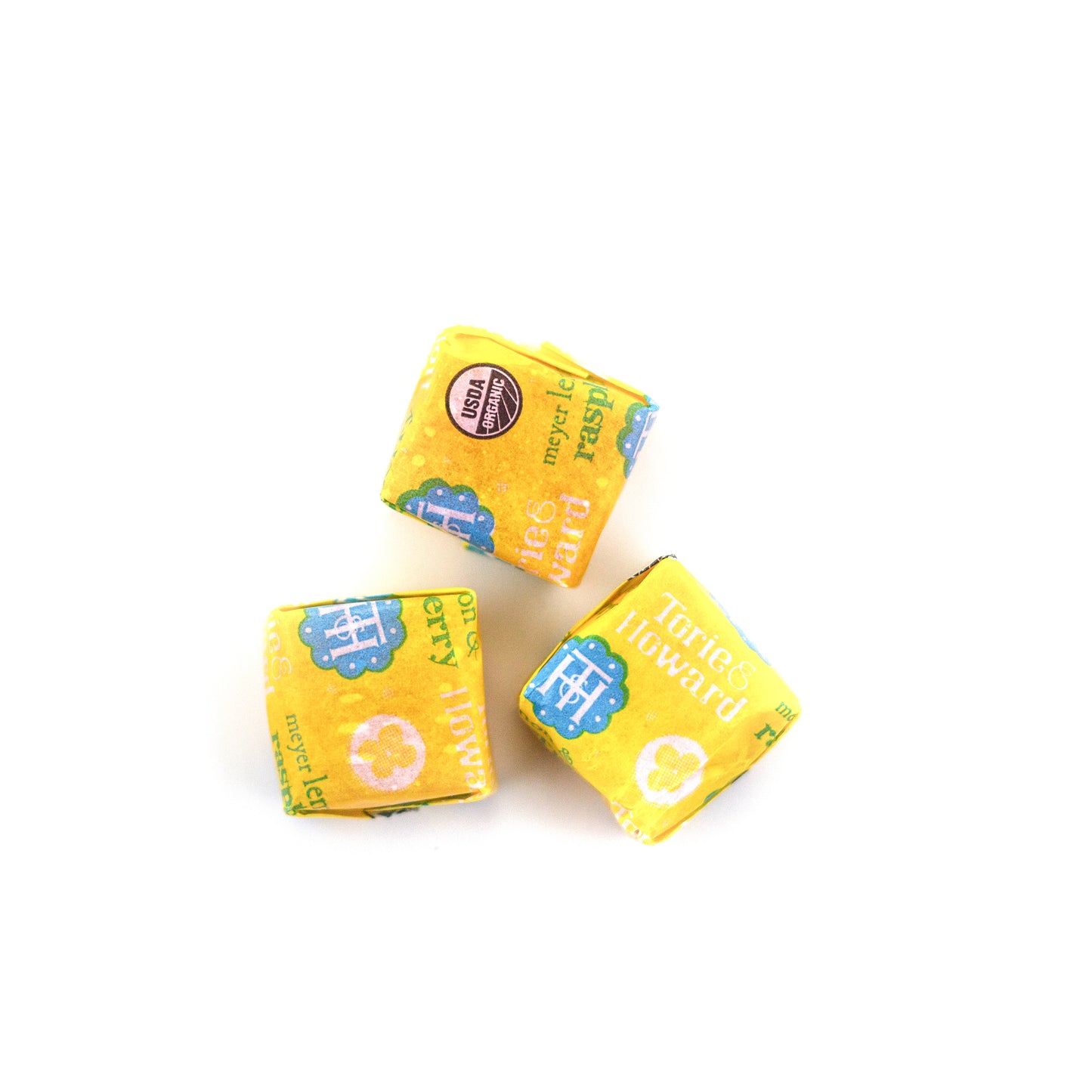 Individually wrapped Meyer Lemon & Raspberry organic chewy candies