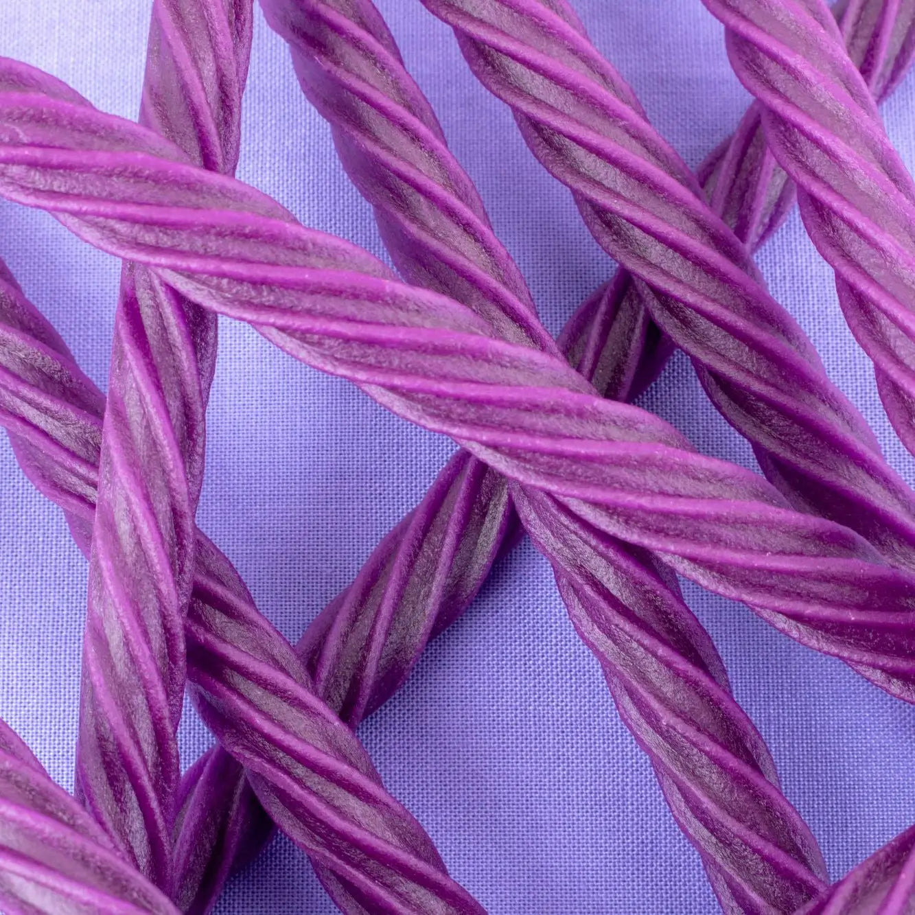 Chewy Grape Purple Licorice Twists in a pile