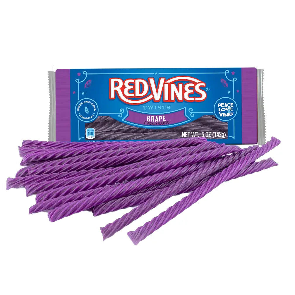 Grape licorice twists outside of their Red Vines Movie Tray