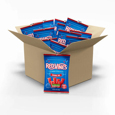 Case of 12 Red Vines Original Red Jumbo Licorice Twists 8oz Hanging Bag