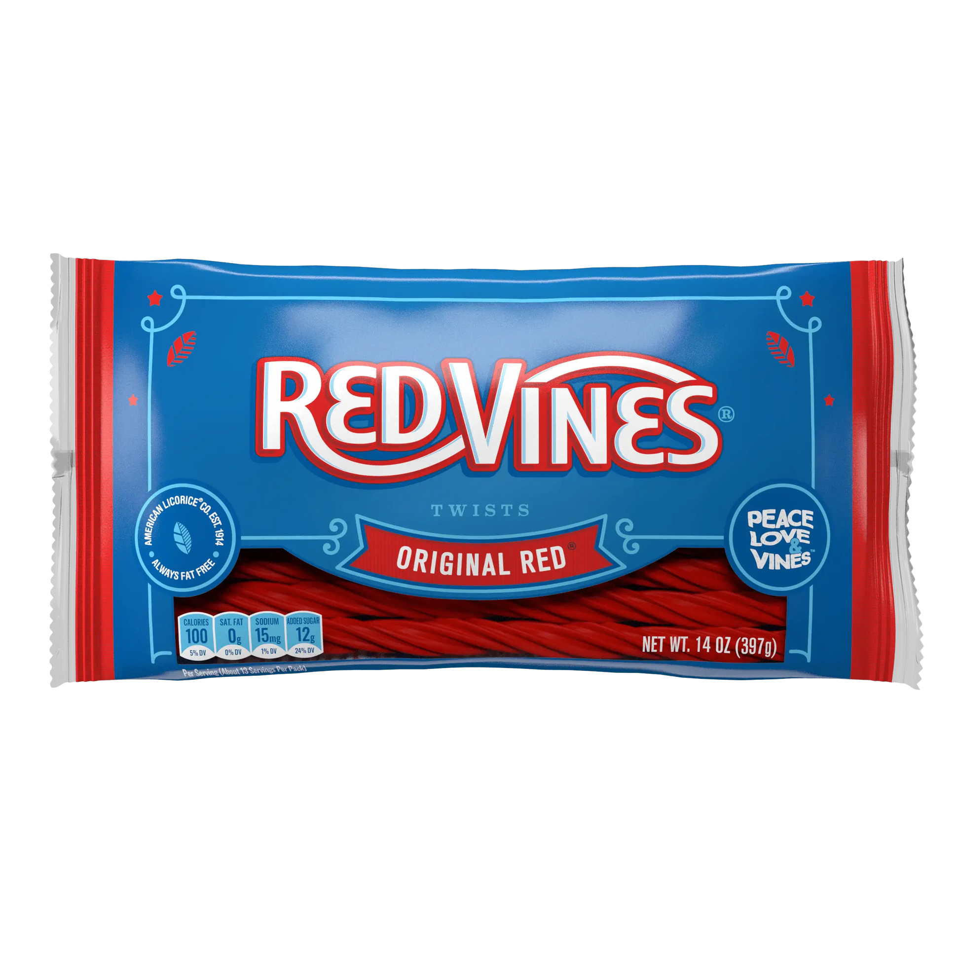 Red Vines Original Red Licorice Twists front of 14oz bag