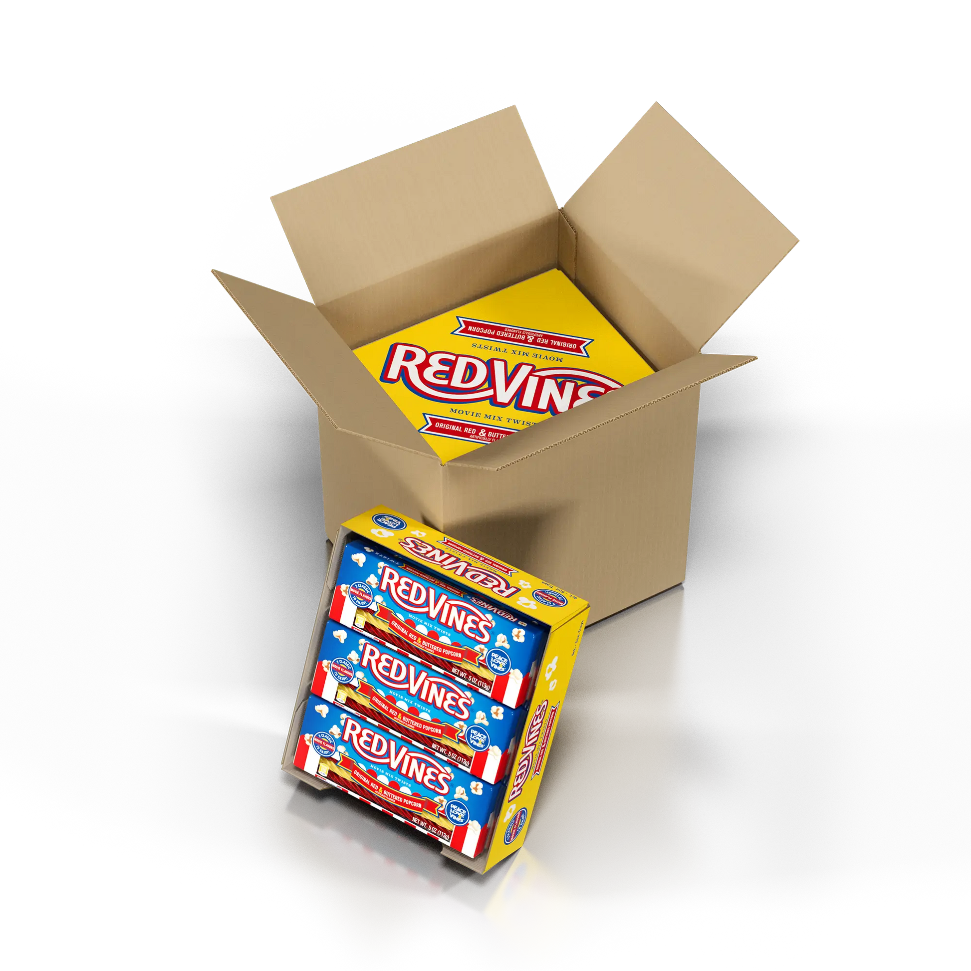 Case of Red Vines Buttered Popcorn & Original Red Twists