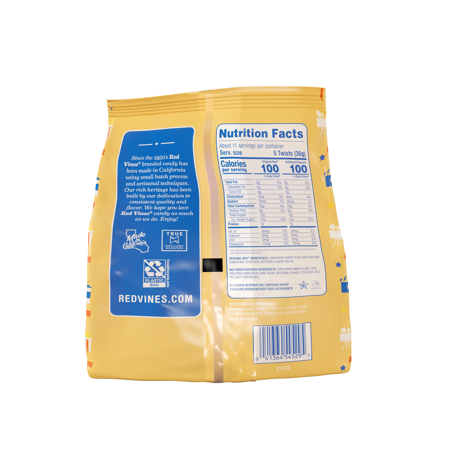 Back of Red Vines Movie Mix Minis 12oz Bag