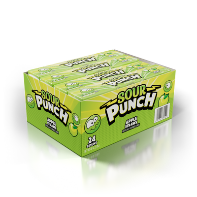 24 Count Caddy of Sour Punch Apple Straws 2oz Trays