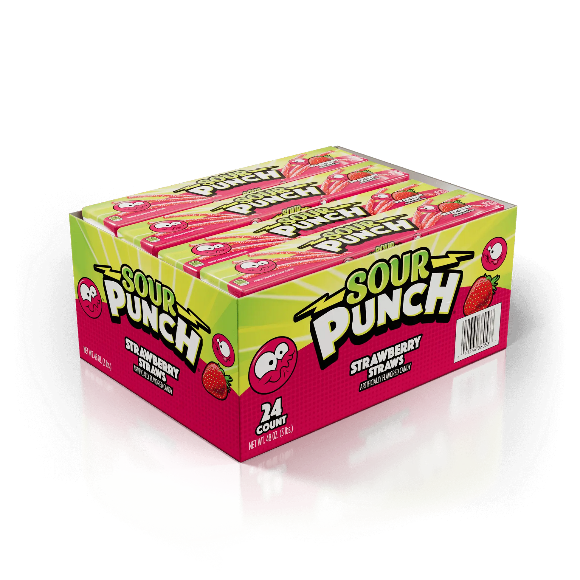 Display box of 24 Sour Punch 2oz Strawberry Straws Trays