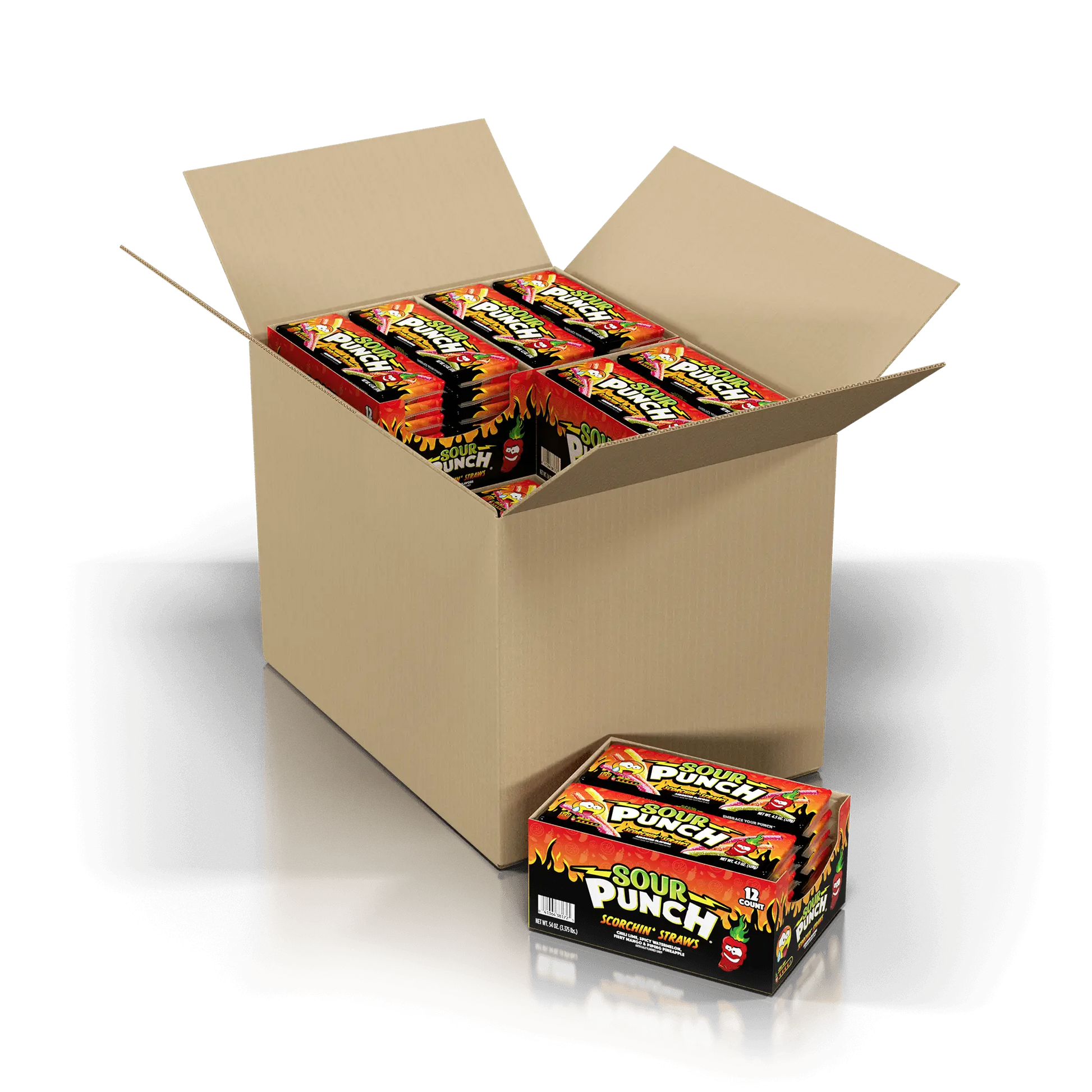 Sour Punch Scorchin' Straws wholesale candy - 12 caddies in a case (and 12 trays per caddy)