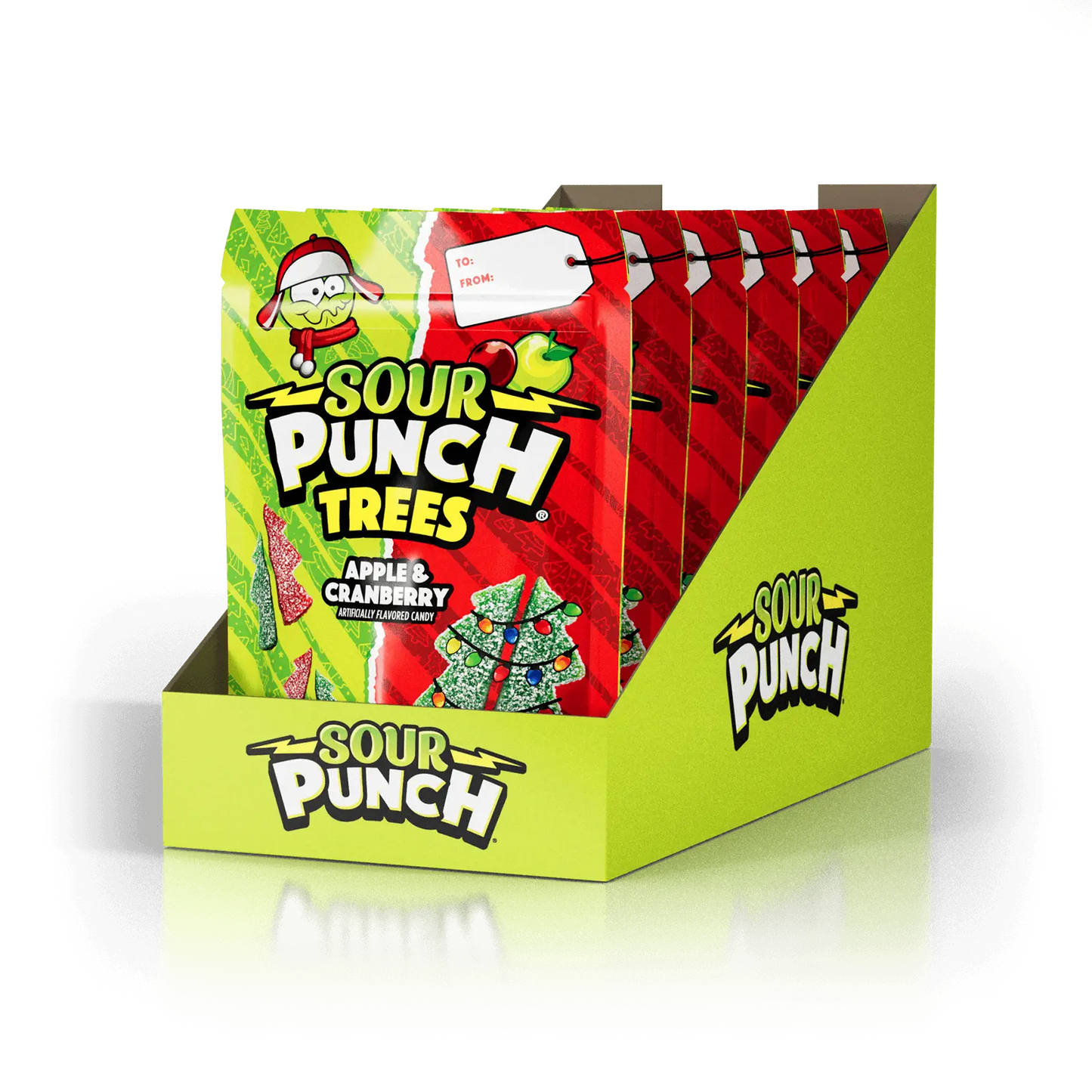 6 Pack Caddy of Sour Punch Trees Christmas Candy 9oz Bag - Bulk Christmas Candy
