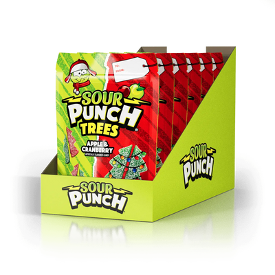 6 Pack Caddy of Sour Punch Trees Christmas Candy 9oz Bag - Bulk Christmas Candy