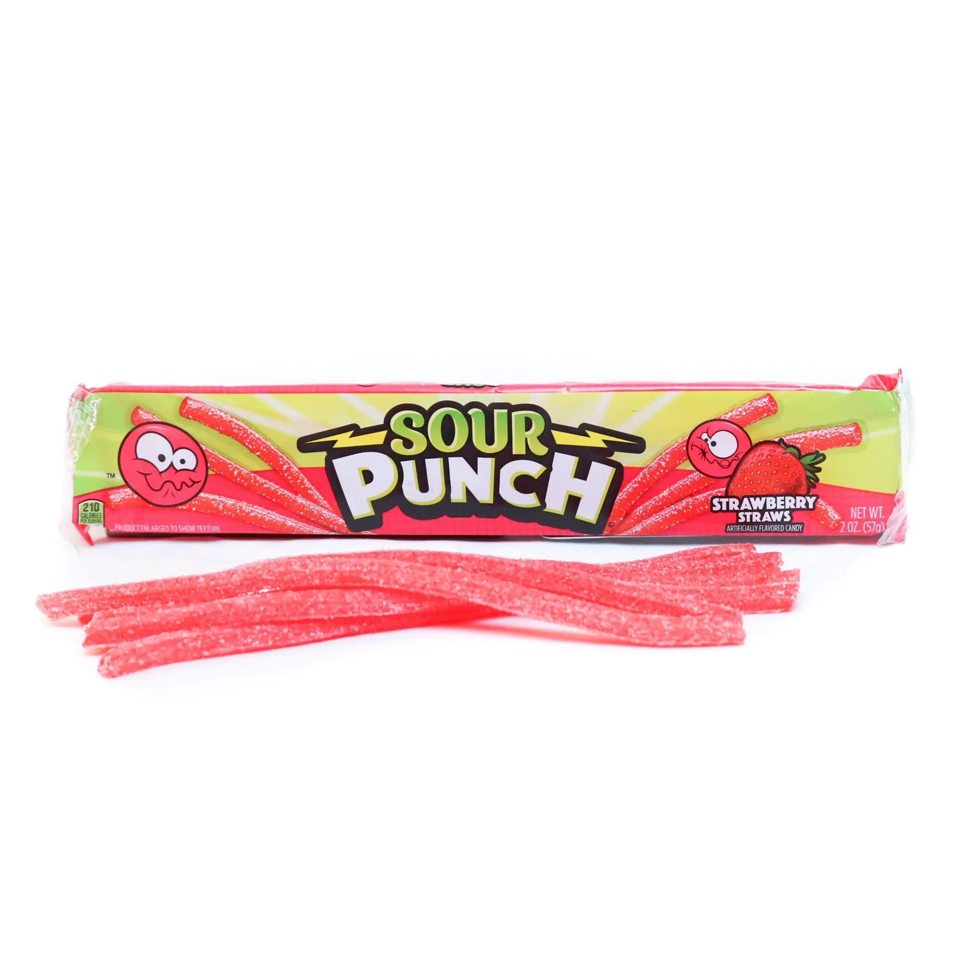 Bulk Strawberry Straws outside a SOUR PUNCH 2oz Tray