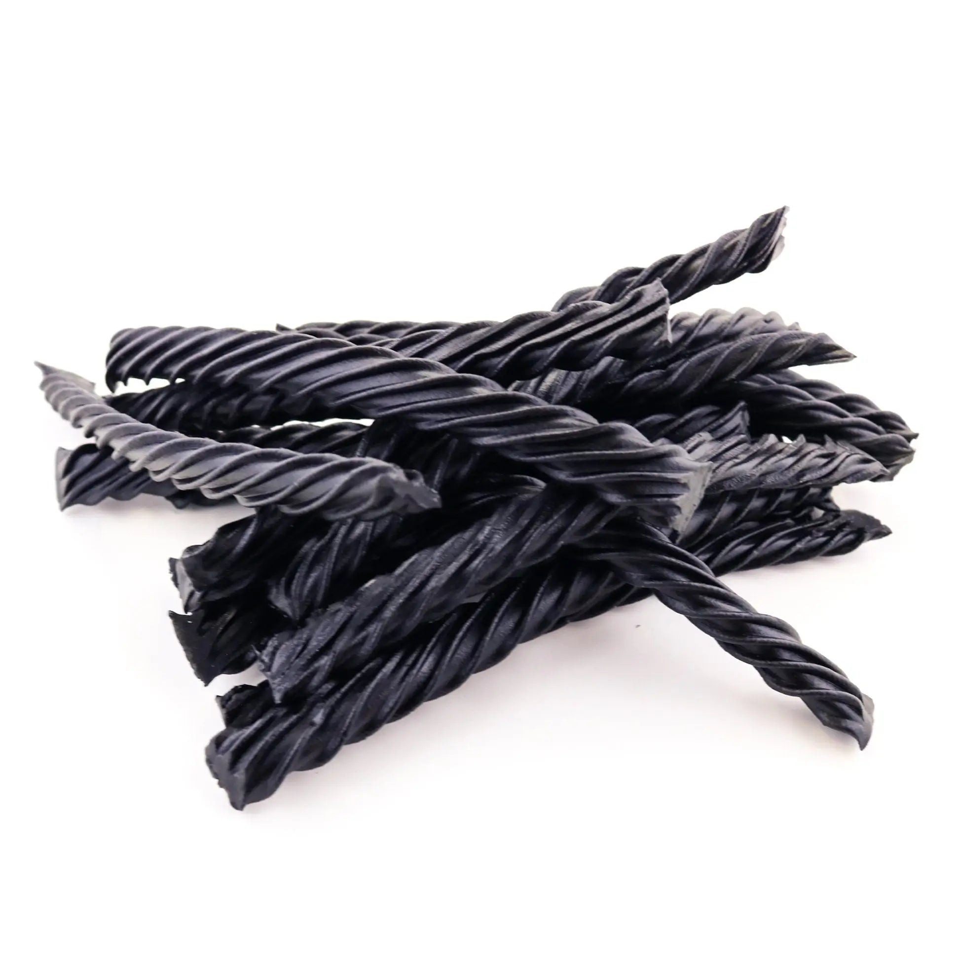 Sugar Free Black Licorice Twists in a pile