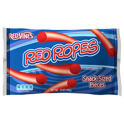 Red Vines Red Ropes Snack-Sized Licorice Pieces, front of 12oz bag