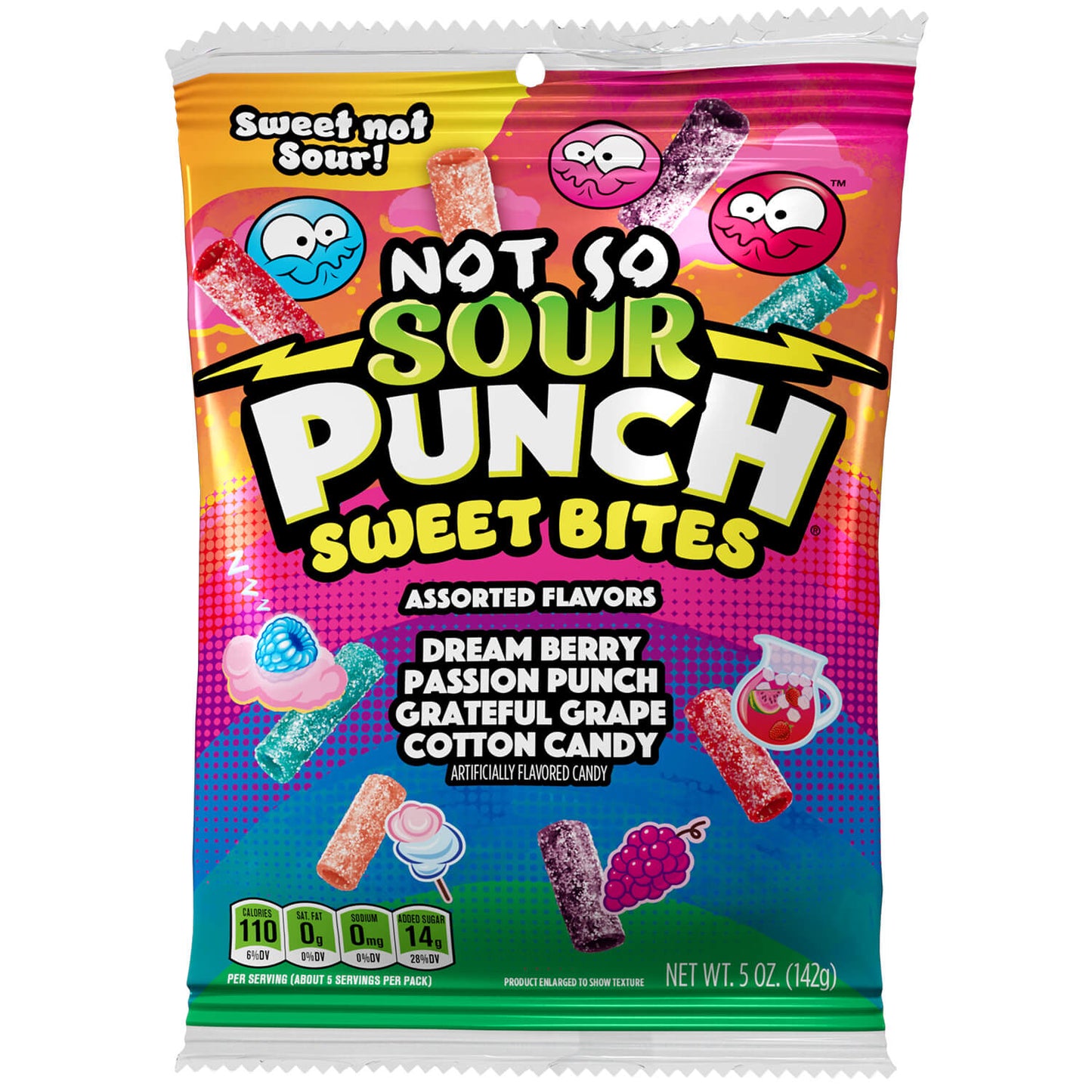 Front of Not So SOUR PUNCH Sweet Bites 5oz hanging bag