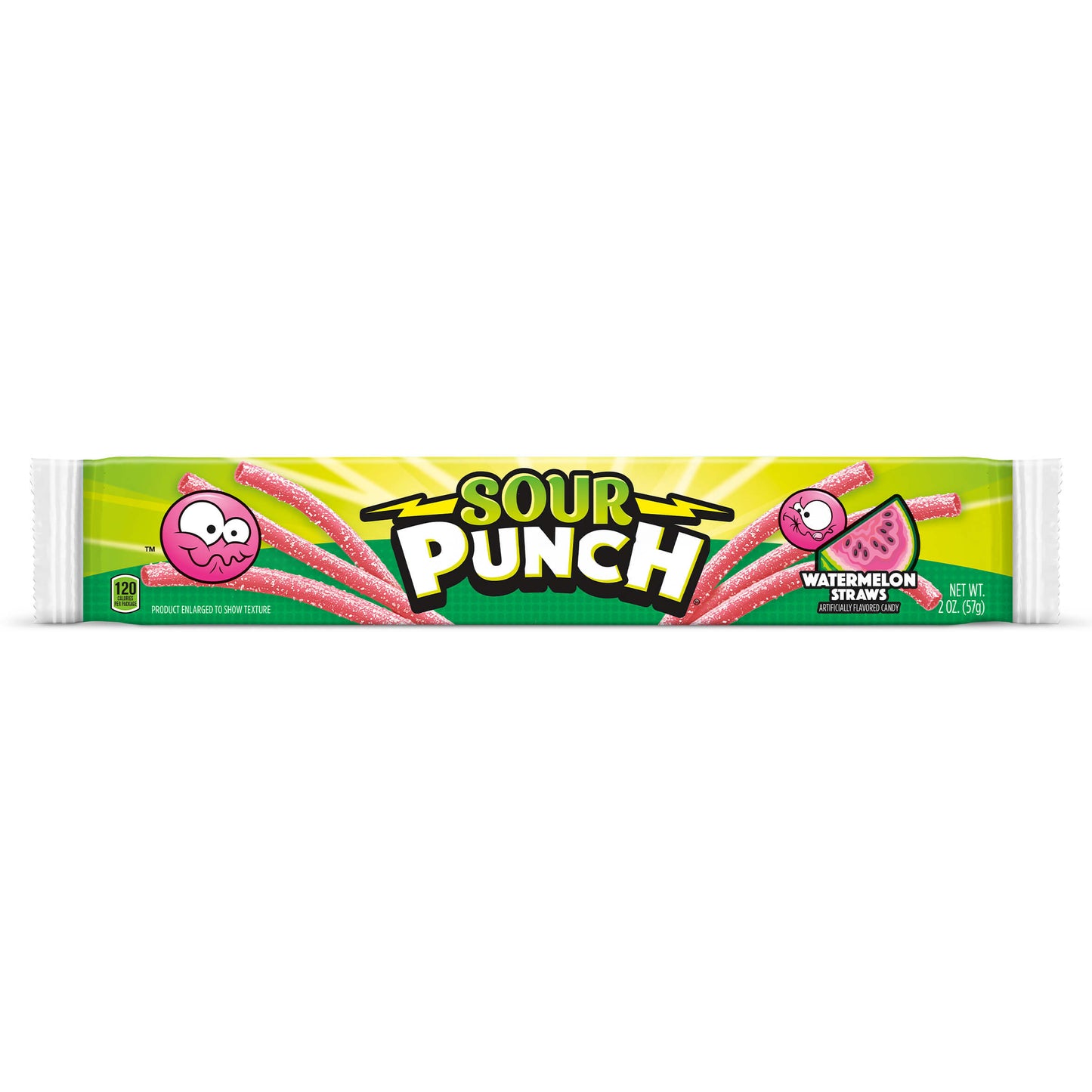 Front of Sour Punch Watermelon Straws 2oz Movie Tray