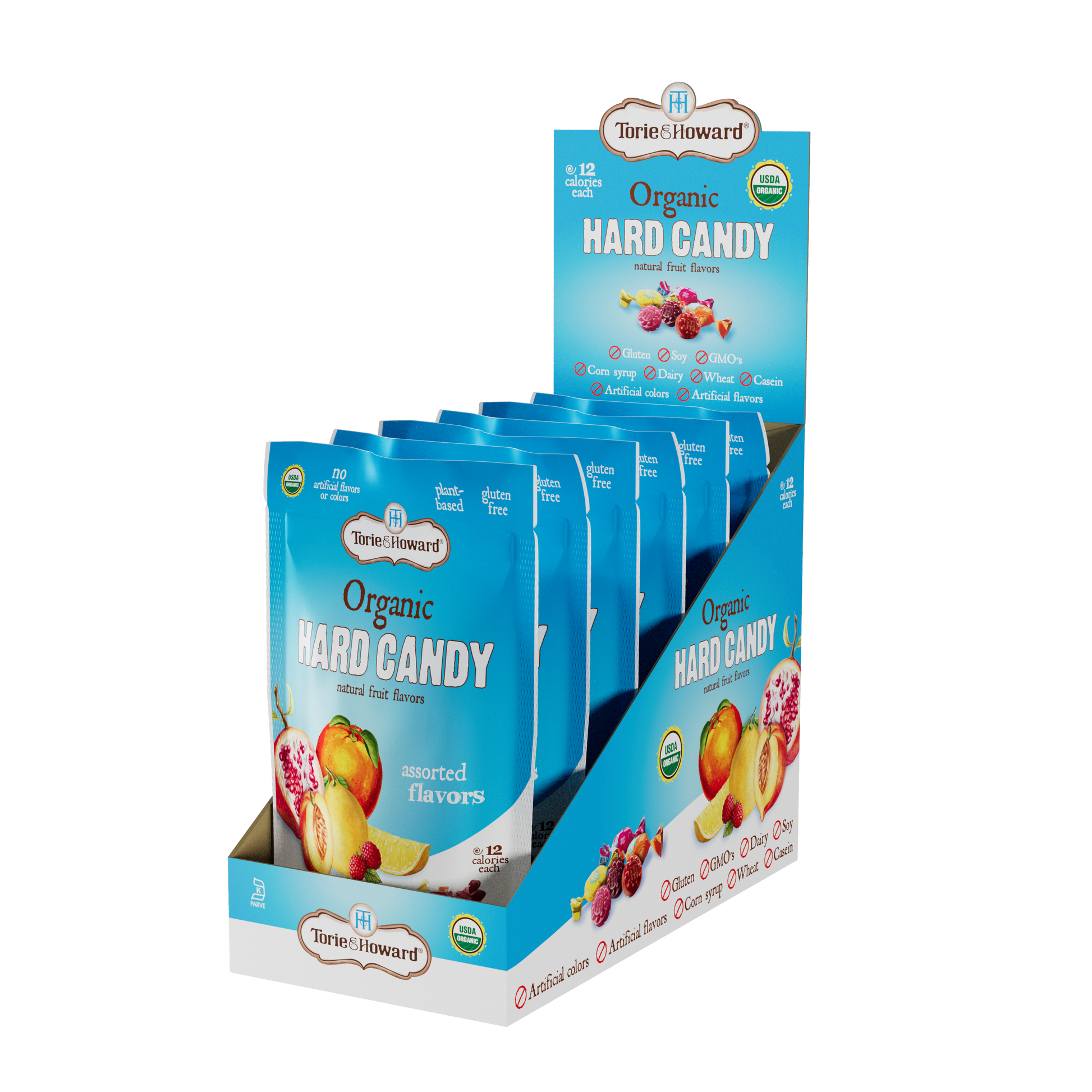 TORIE & HOWARD® Assorted Organic Hard Candy, 8/6/3.5oz Stand Up TORIE & HOWARD® Assorted Organic Hard Candy, 8/6/3.5oz Stand Up