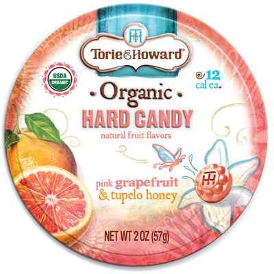 Front of Grapefruit & Honey Organic Hard Candy 2oz Tin
