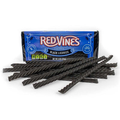 Front of Red Vines 5oz Black Licorice Tray with candy in front