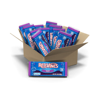 12 count case of 5oz Red Vines Grape Licorice Twists Movie Tray