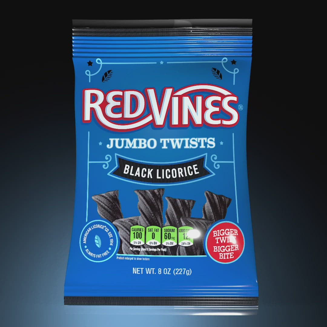 Animation of Jumbo Black licorice coming out of it's bag with jazz music in the background
