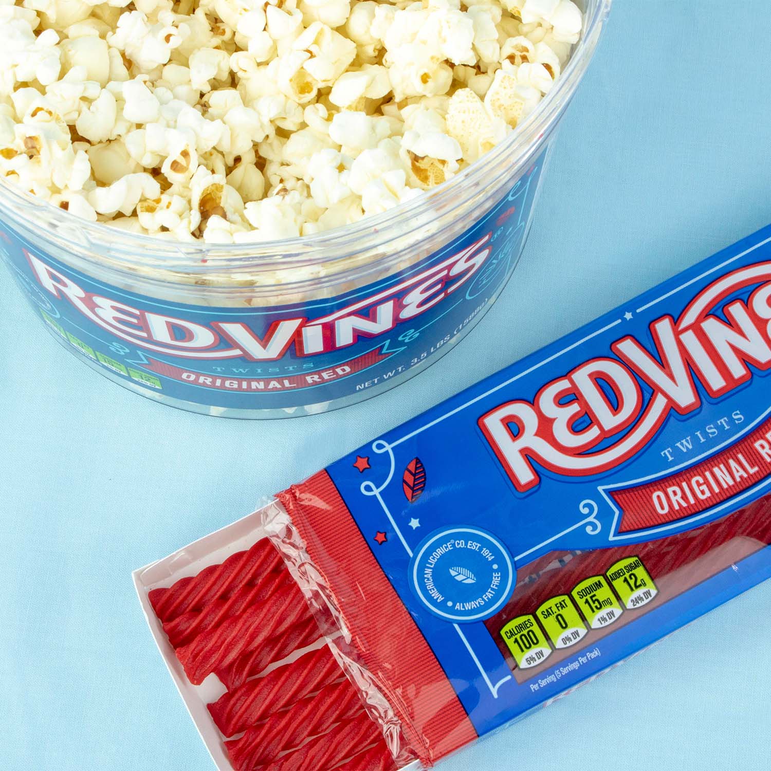 Red Vines Original Red Twists paired with salty popcorn
