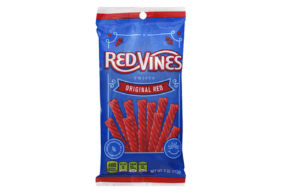 Front of Red Vines Original Red Licorice Twists 4oz Hanging Bag