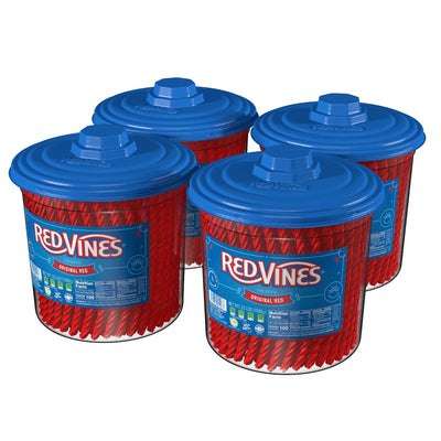 Four 3.5lb candy Jars of Red Vines Original Red Licorice Twists