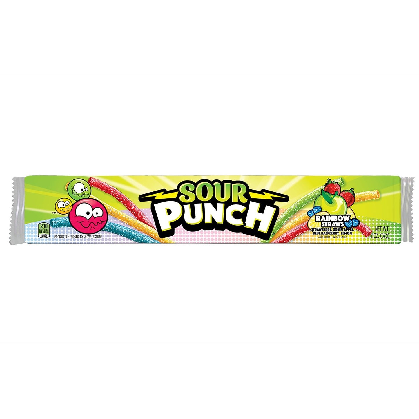 Front of Sour Punch Rainbow Straws 2oz Tray