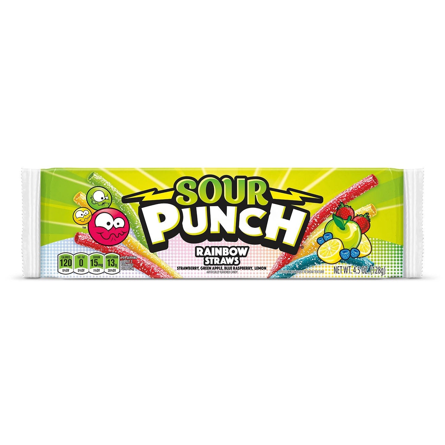 Front of Sour Punch Rainbow Straws 4.5oz Movie Tray