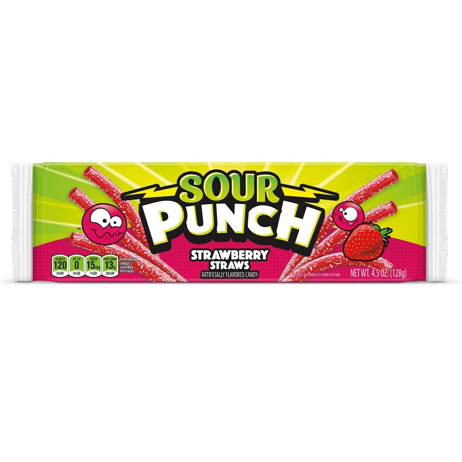 SOUR PUNCH® Strawberry Sour Straws, 24/4.5 oz American Licorice Wholesale